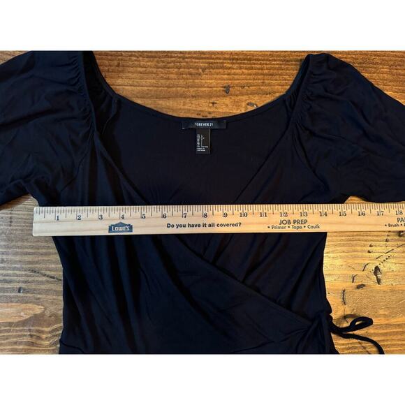 Forever 21 Women's L Large LIttle Black Dress Long Sleeve Wrap Around Pullover - Picture 6 of 10